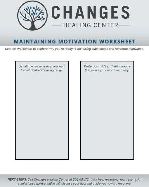 Maintaining Motivation Worksheet - Changes Healing Center