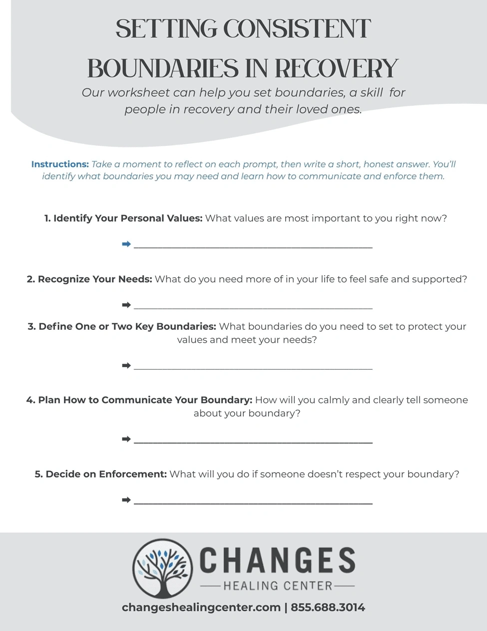 Boundaries in Recovery Worksheet - Changes Healing Center