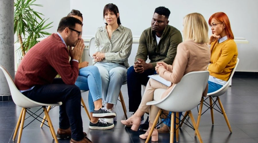 Group discussion members learning about non-perfection and cultivating patience