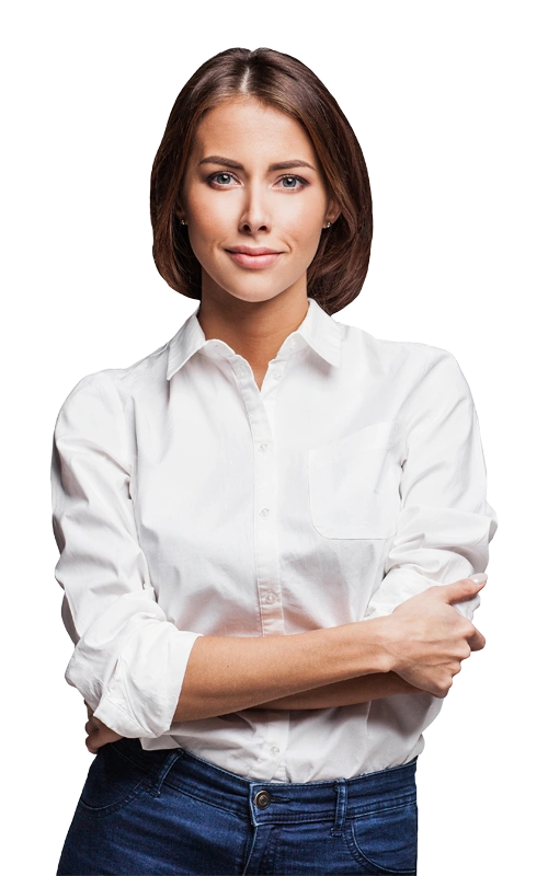 Trauma-Treatment-At-Changes-Healing-Center Woman in a white blouse standing confidently with arms crossed, symbolizing strength and emotional resilience after trauma recovery.