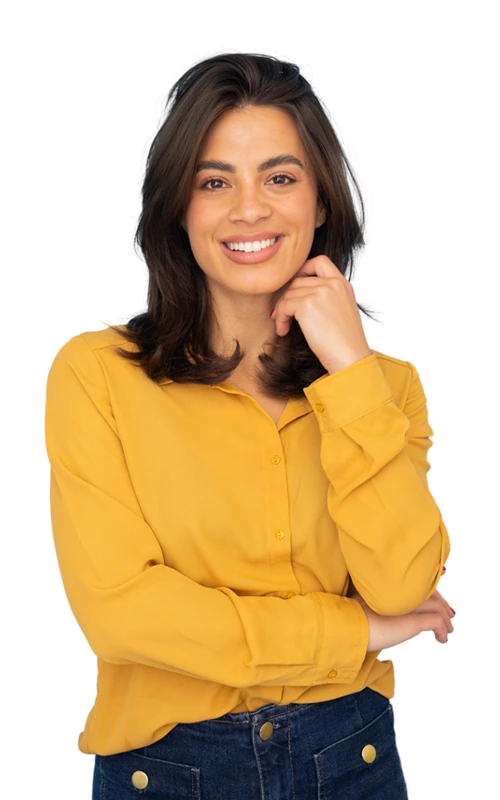 Smiling young woman in a yellow shirt representing hope and recovery after Xanax addiction treatment in Arizona.